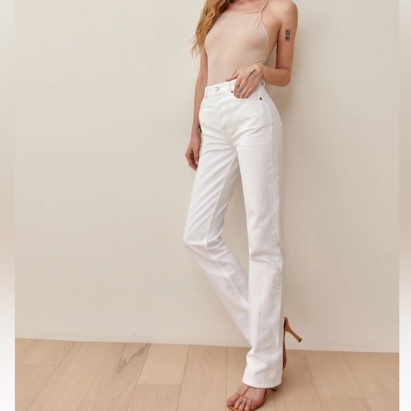 Reformation Denim - Reformation Jeans Cynthia High Rise Straight Jean 25 Vintage White Denim